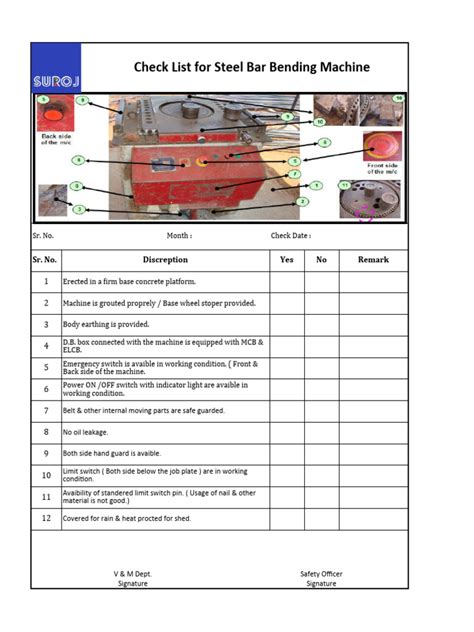 bending machine inspection checklist|bar bending checklist pdf.